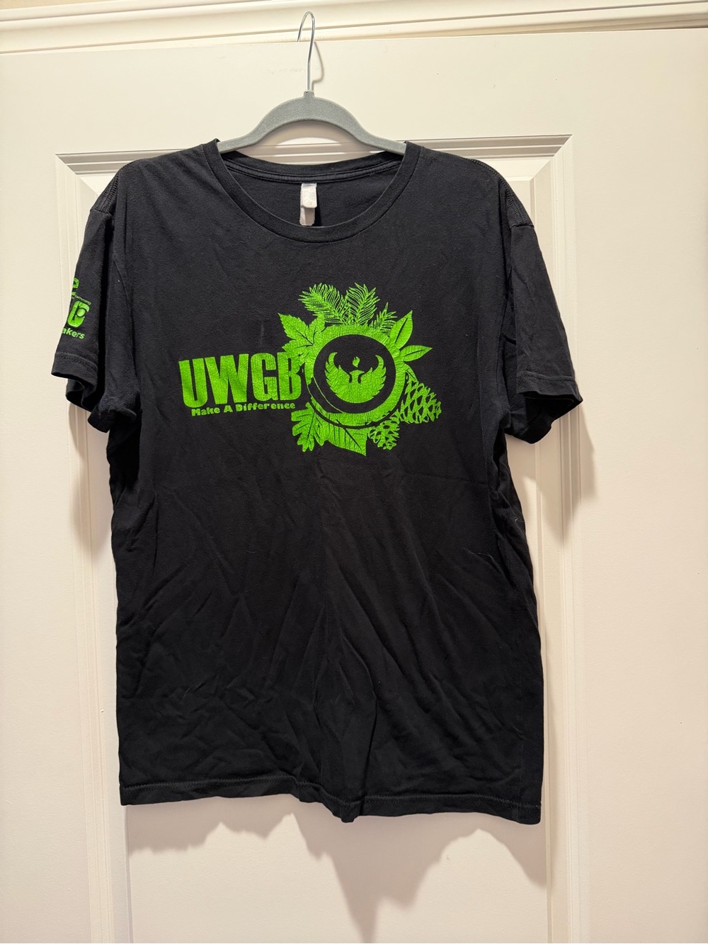 Black Graphic Tee with Neon Green Logo